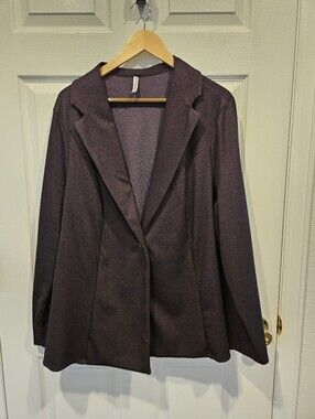 Piphany Dark Plum Herringbone Blazer Plus Size 3x
